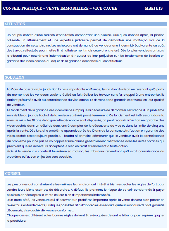 VENTE IMMOBILIERE – VICE CACHE