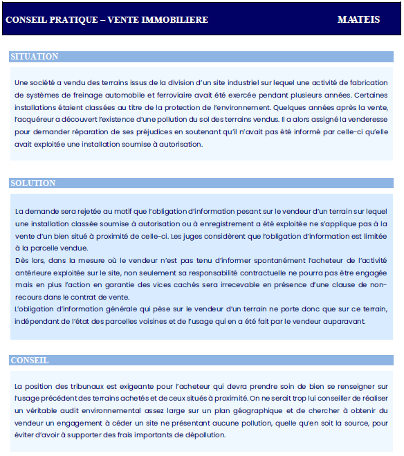 VENTE IMMOBILIERE