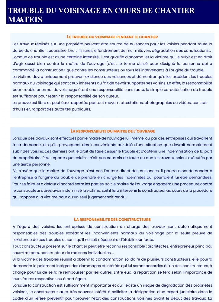 Trouble de voisinage en cours de chantier